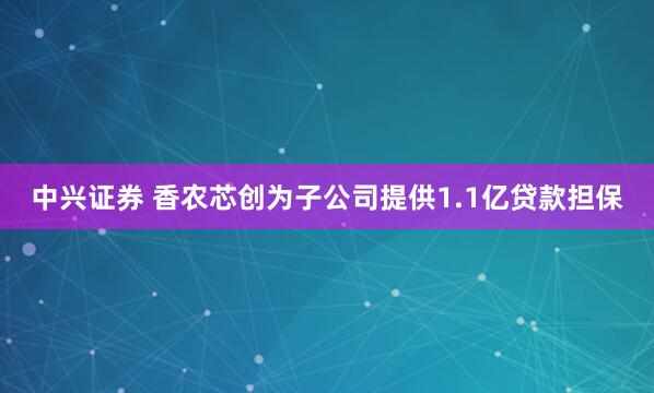 中兴证券 香农芯创为子公司提供1.1亿贷款担保
